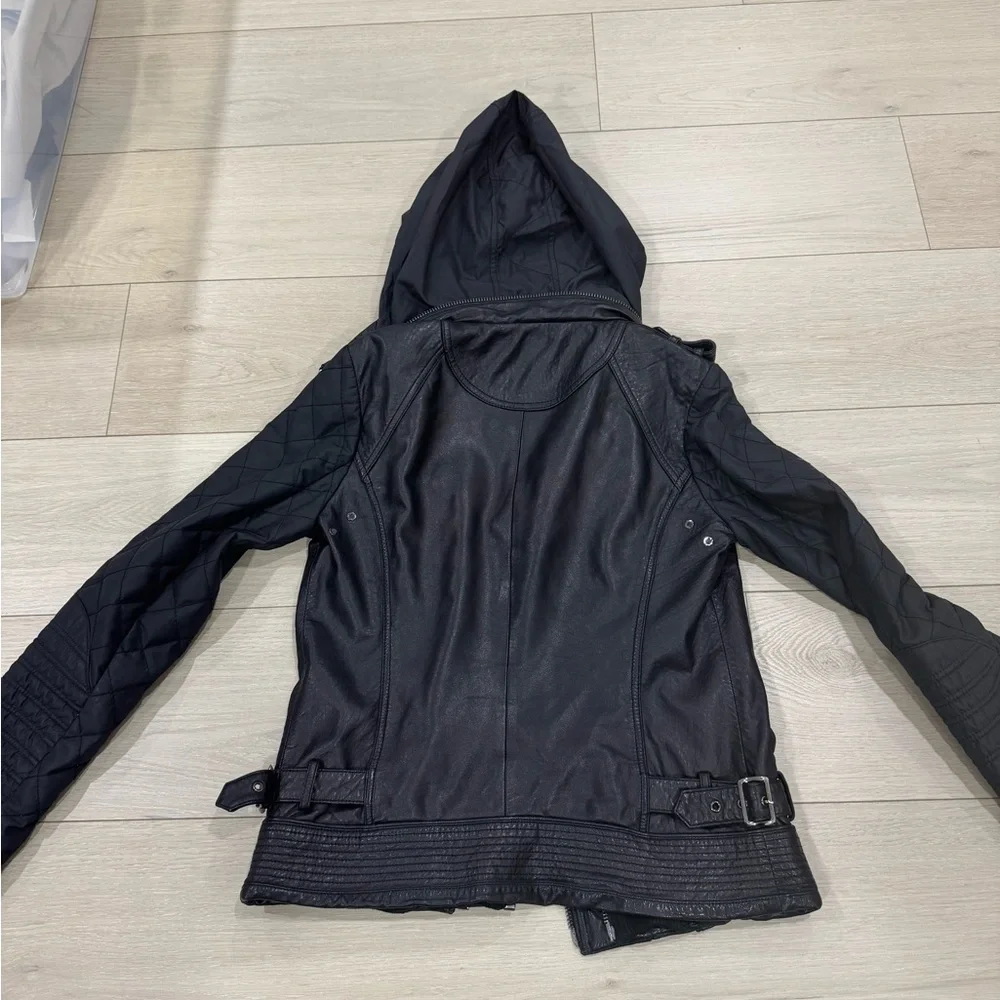 Ashley B Hooded Leather Moto Jacket - Picture 10 of 13